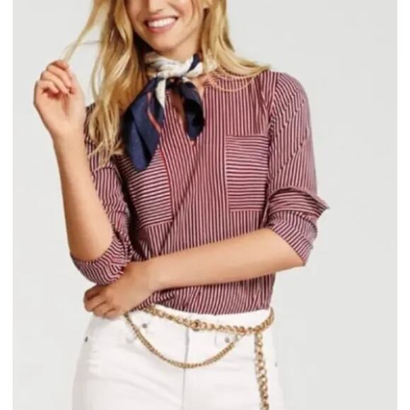 Cabi Women's Franklin Red White Blue Striped Blouse Size Small #5335 - Picture 1 of 9